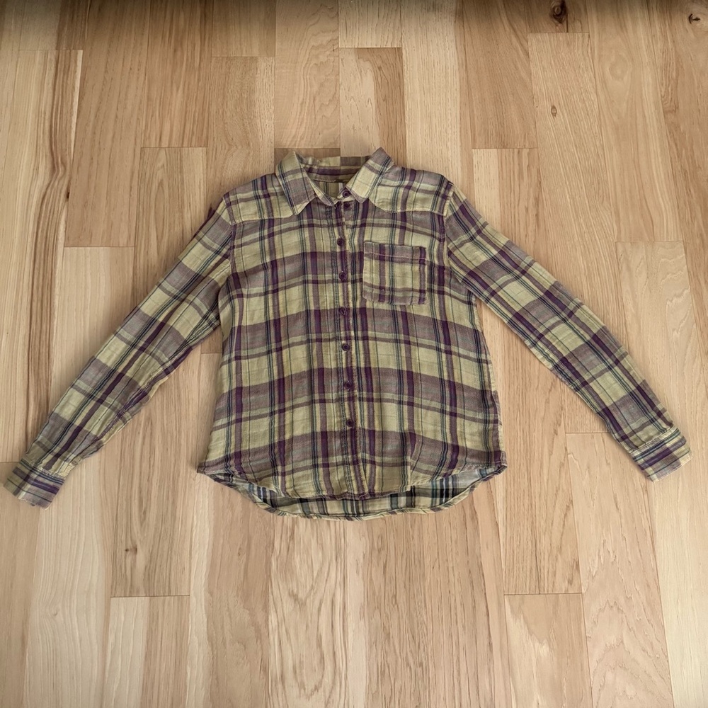 Free People Multicolor Cotton Button Down Shirt Size Small - Picture 7 of 14